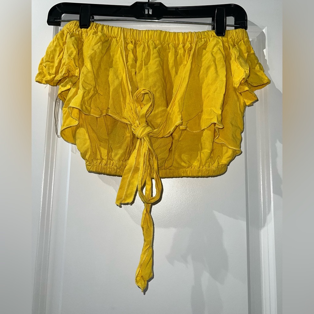 Yellow Tie Crop Top